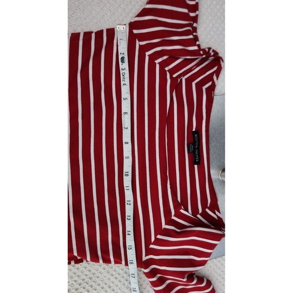 Boston Proper Off Shoulder Top Size Small Inset Bra Cranberry Red White Striped - Picture 6 of 11